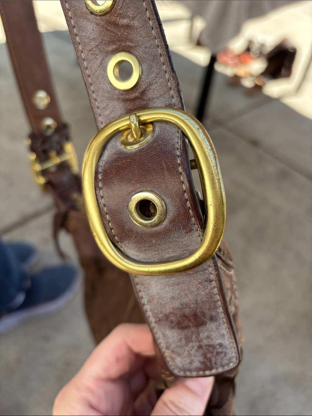Coach Brown Leather Strap Bag with Gold Hardware